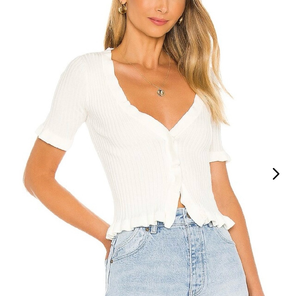 Lovers and Friends Carissa cream  Ruffle Trim Button-Up Top